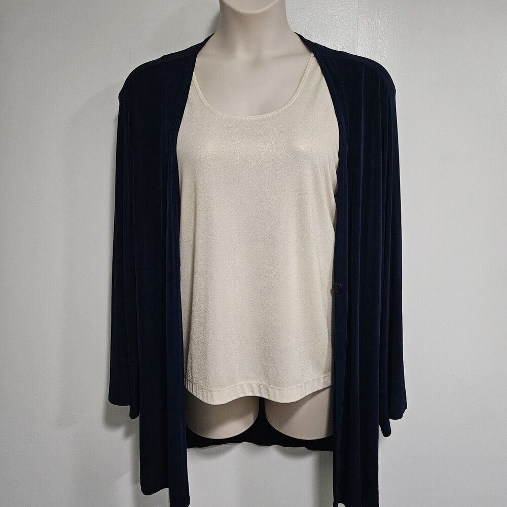 Lane‎ Bryant Designs Plus 1X 18/20 Navy Blue Evening Jacket  Stretch Button